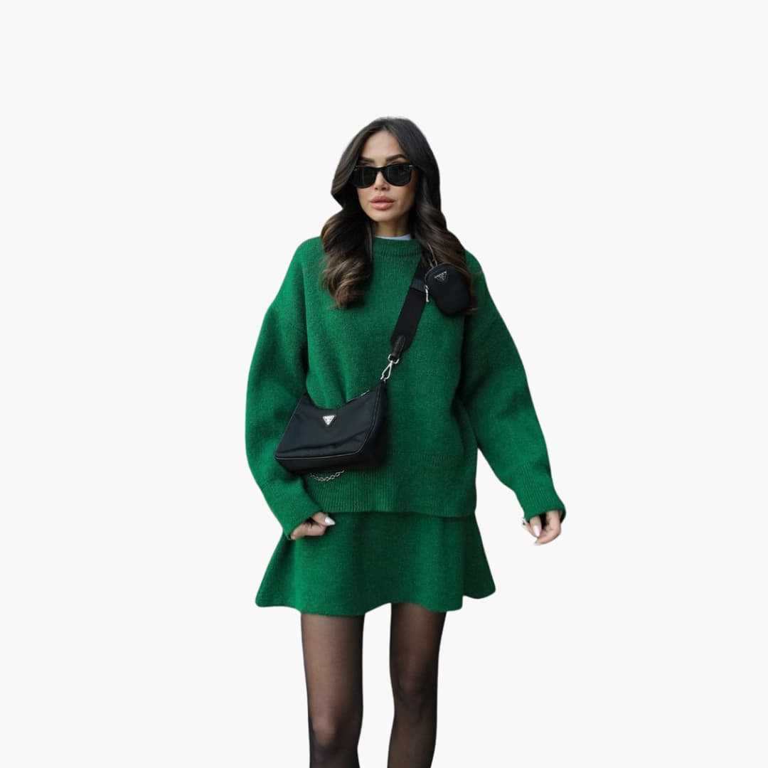Women's Lounge Set with Crewneck Sweater and Mini Skirt