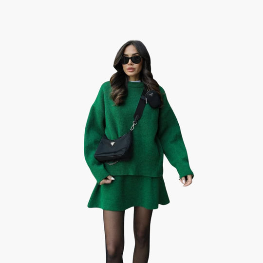 Women's Lounge Set with Crewneck Sweater and Mini Skirt