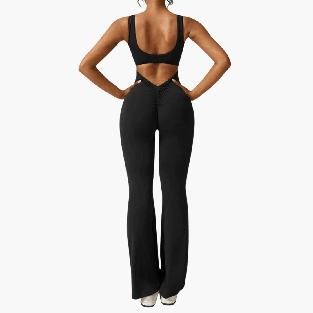 Women's Sleeveless Jumpsuit with Scoop Neckline and Flared Legs