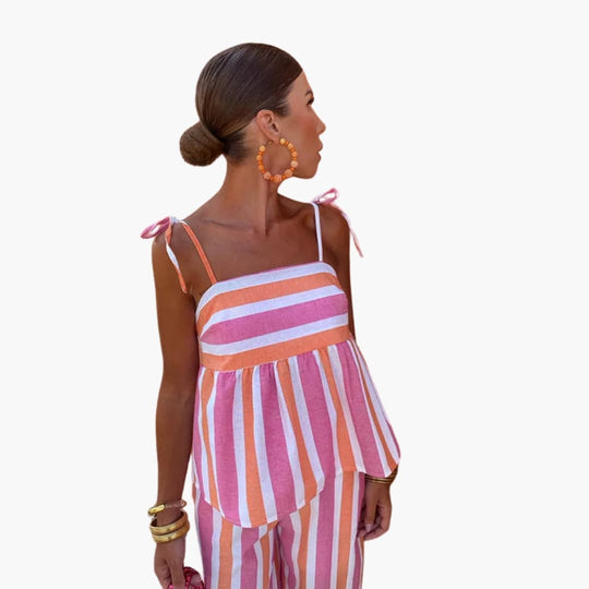 Women’s Top Set with Tie Straps and Striped Design