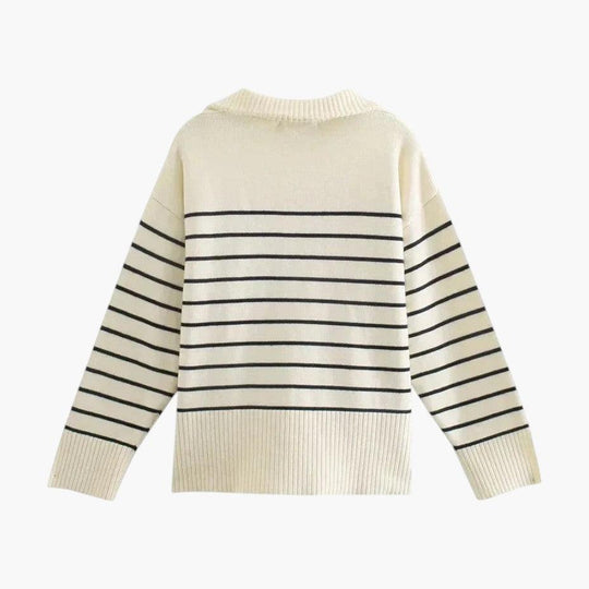 Women's Striped Jumper with Crew Neck and Long Sleeves