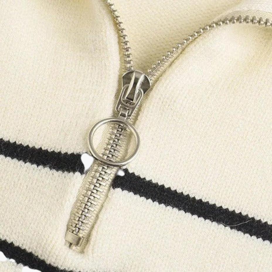 Women's Striped Jumper with Crew Neck and Long Sleeves