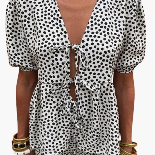 Women Co-Ord Set with Short Sleeves and Palm Pattern