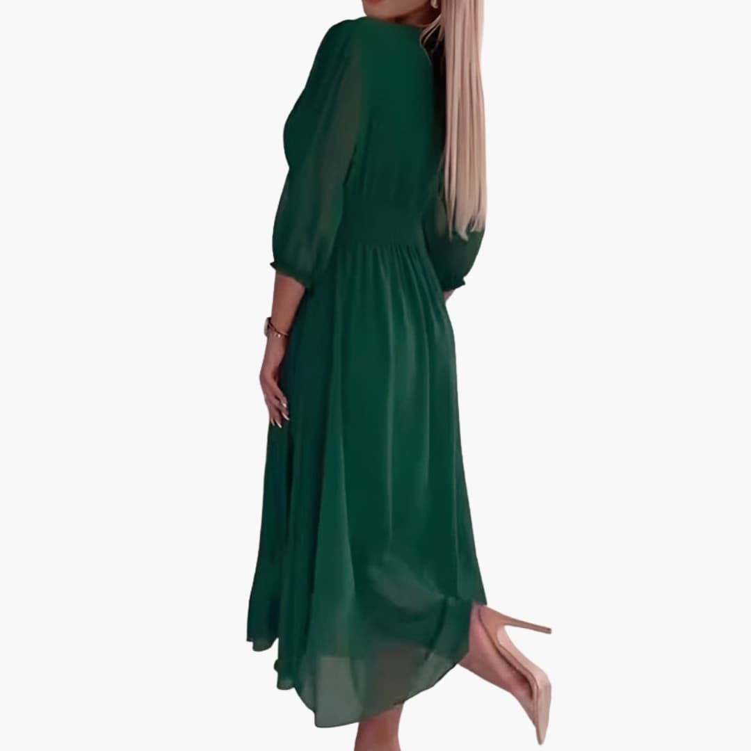 Women’s Wrap Dress with V Neck and Adjustable Tie