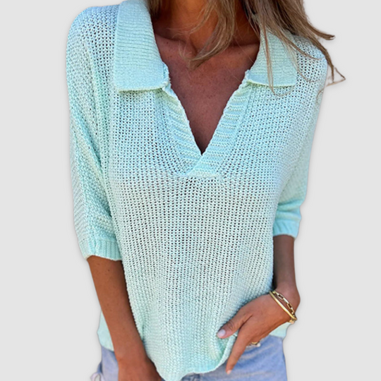 Women's V-Neck Top with Relaxed Fit and Breathable Blouse