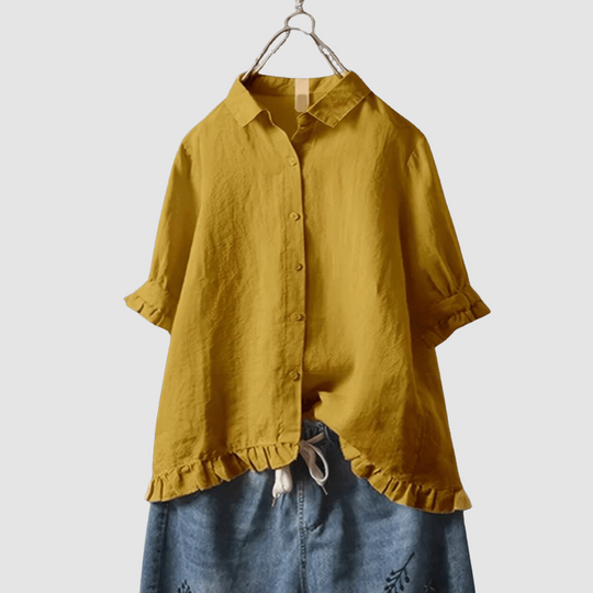 Women's Breathable Blouse with Classic Collar and Relaxed Fit