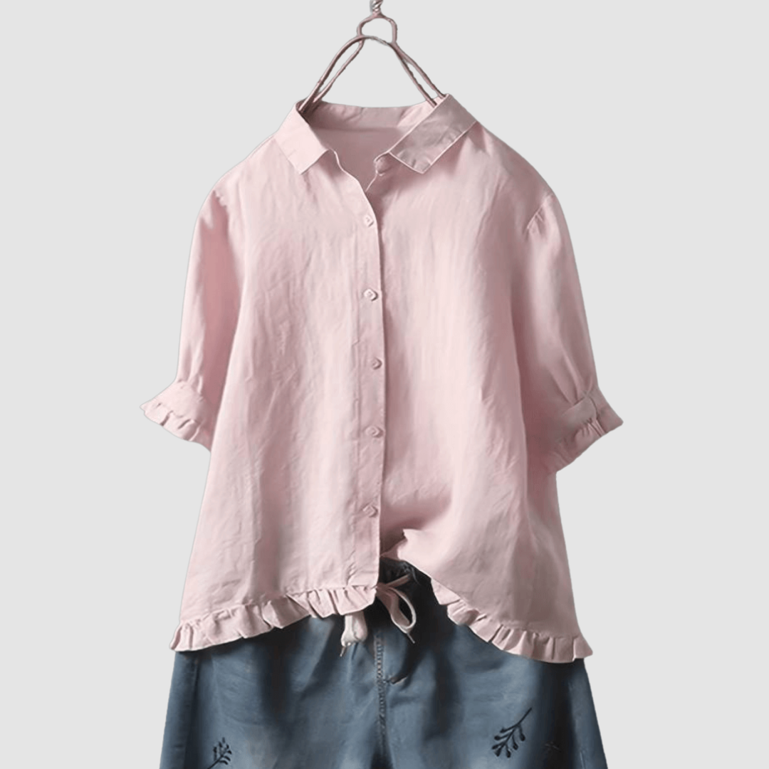 Women's Breathable Blouse with Classic Collar and Relaxed Fit