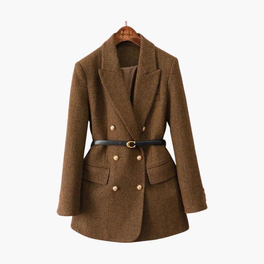 Belted Wool Blazer – Women's Tailored Smart Casual Jacket - Made by Jessica