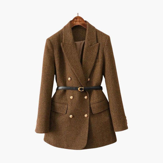 Belted Wool Blazer – Women's Tailored Smart Casual Jacket - Made by Jessica