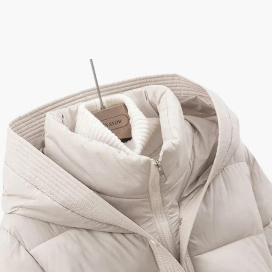 Belted Puffer Jacket with Hood – Women's Winter Quilted Coat - Made by Jessica