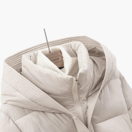 Belted Puffer Jacket with Hood – Women's Winter Quilted Coat - Made by Jessica