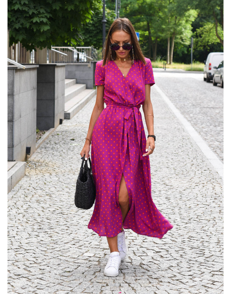 Women's V-Neck Dress with Floral Print and Sleeveless Design