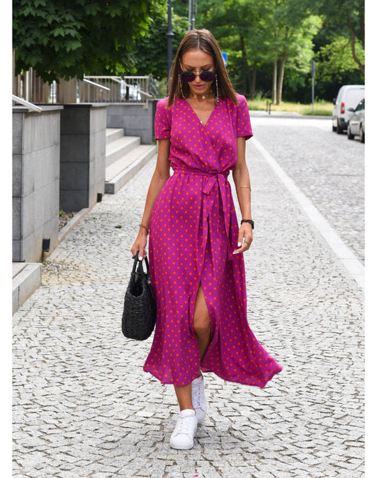 Women's V-Neck Dress with Floral Print and Sleeveless Design