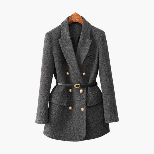 Belted Wool Blazer – Women's Tailored Smart Casual Jacket - Made by Jessica
