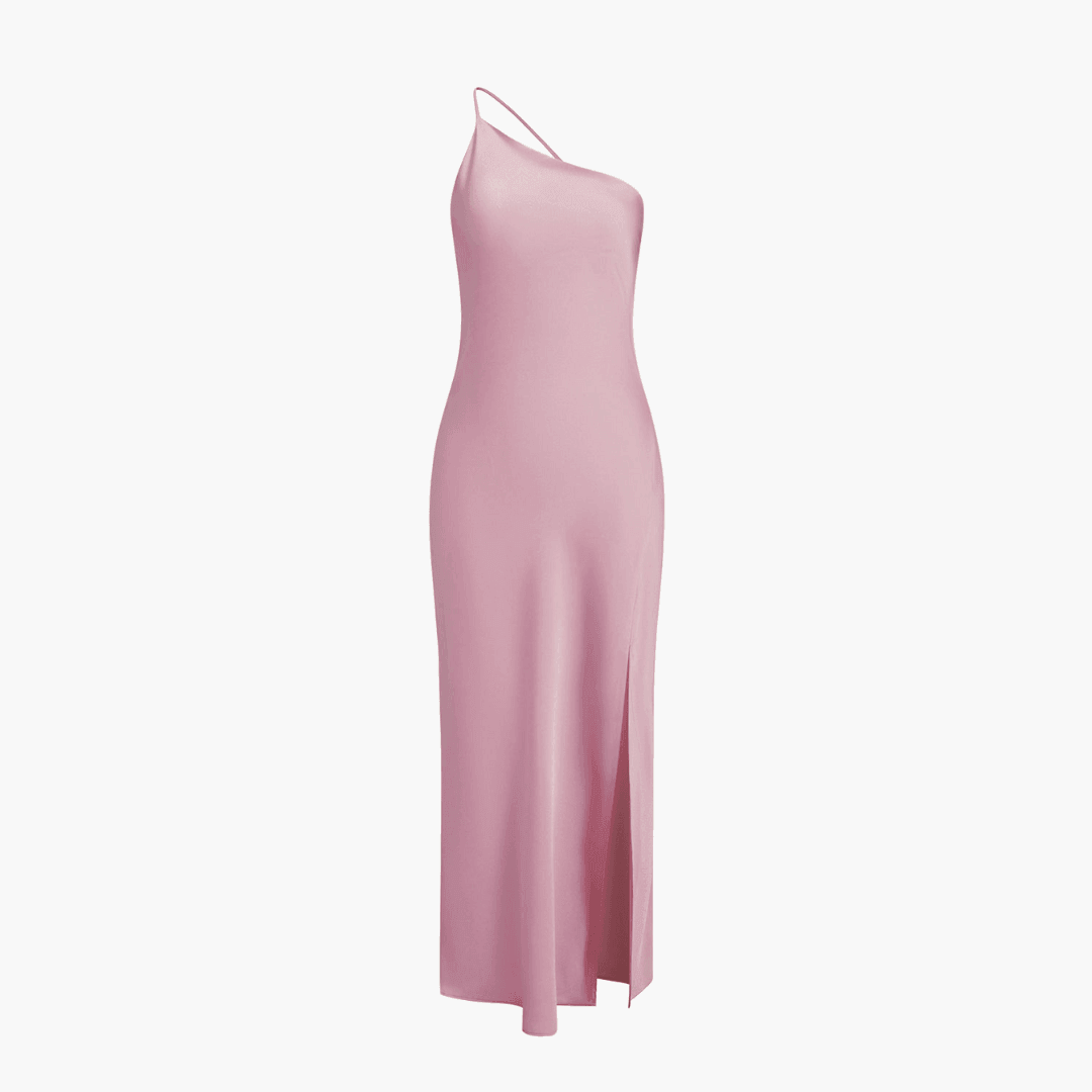Women's Summer Midi Dress with Spaghetti Straps and Side Slit