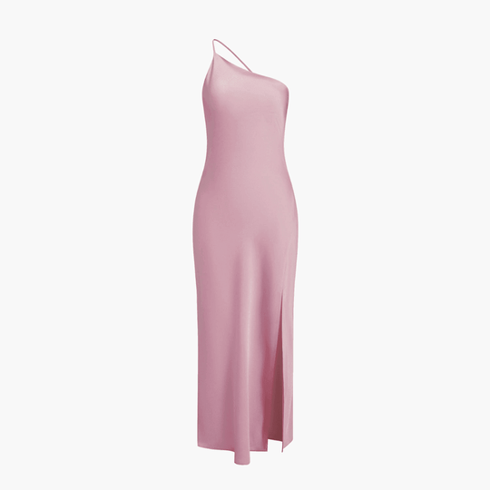Women's Summer Midi Dress with Spaghetti Straps and Side Slit