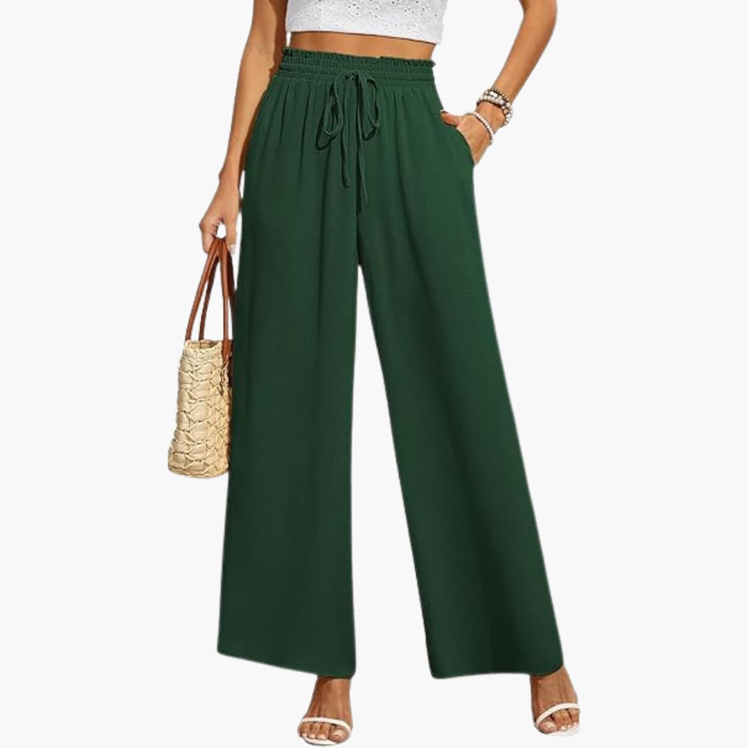 Women's Wide-Leg Trousers with Adjustable Drawstring Waistband