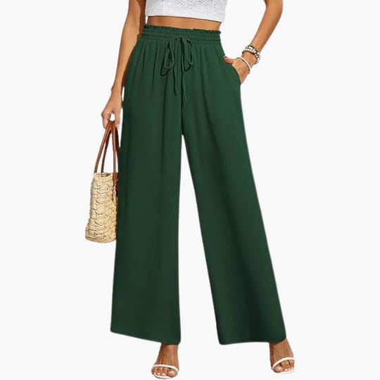 Women's Wide-Leg Trousers with Adjustable Drawstring Waistband