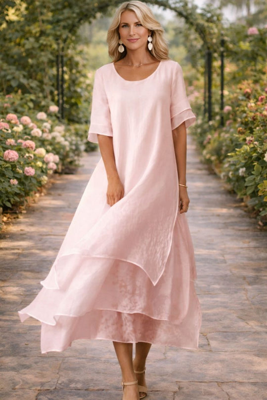 Women's Dress with Open Neckline and Flattering Cut