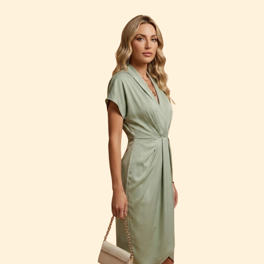 Women's elegant midi dress wrap style midi dress