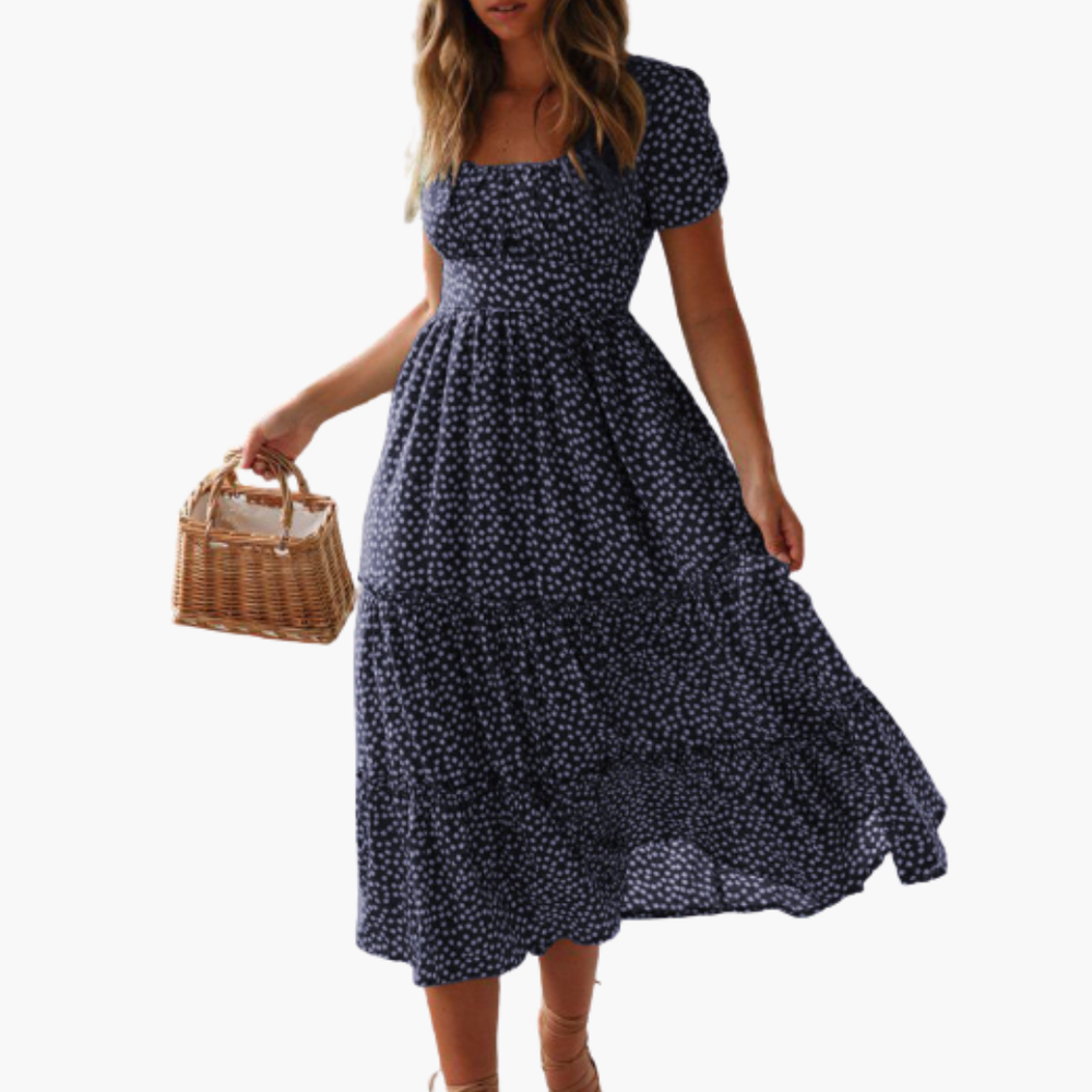 Women summer short floral dress with puff sleeves for Summer
