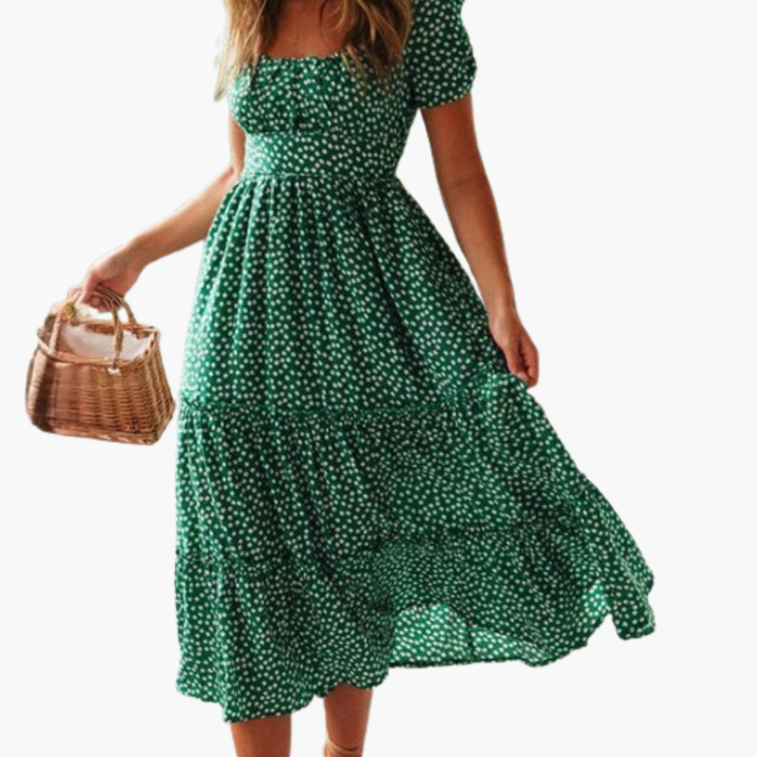 Women summer short floral dress with puff sleeves for Summer