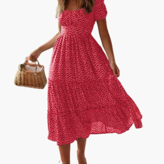 Women summer short floral dress with puff sleeves for Summer