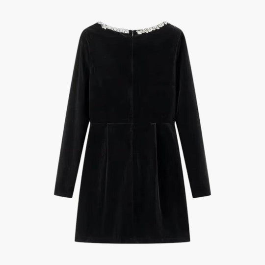 Women's Mini Dress with V-Neck and Pearl Detailing