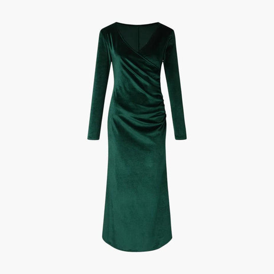 Women's Velvet Maxi Dress with Flowing Silhouette and Formal Fit