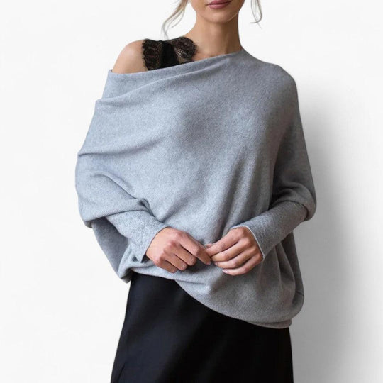 Women’s Jumper with Off-Shoulder Neckline and Knit Texture