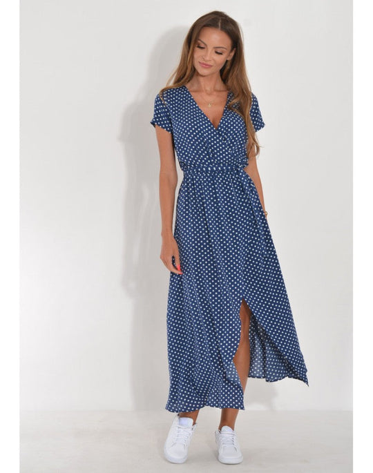 Women's V-Neck Dress with Floral Print and Sleeveless Design