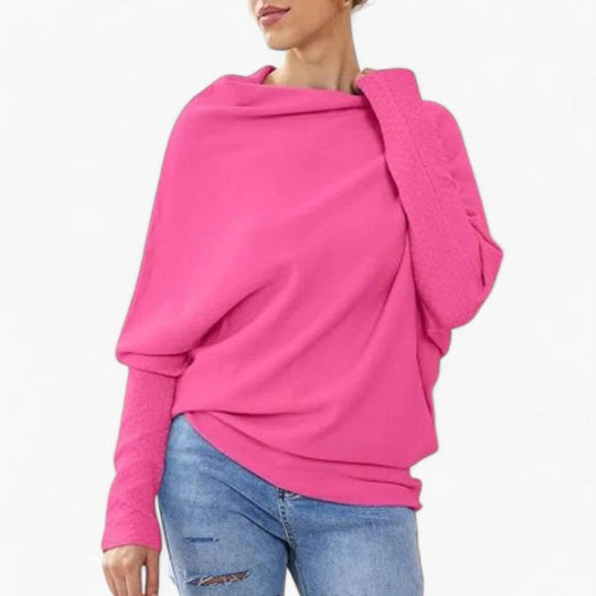Women’s Jumper with Off-Shoulder Neckline and Knit Texture