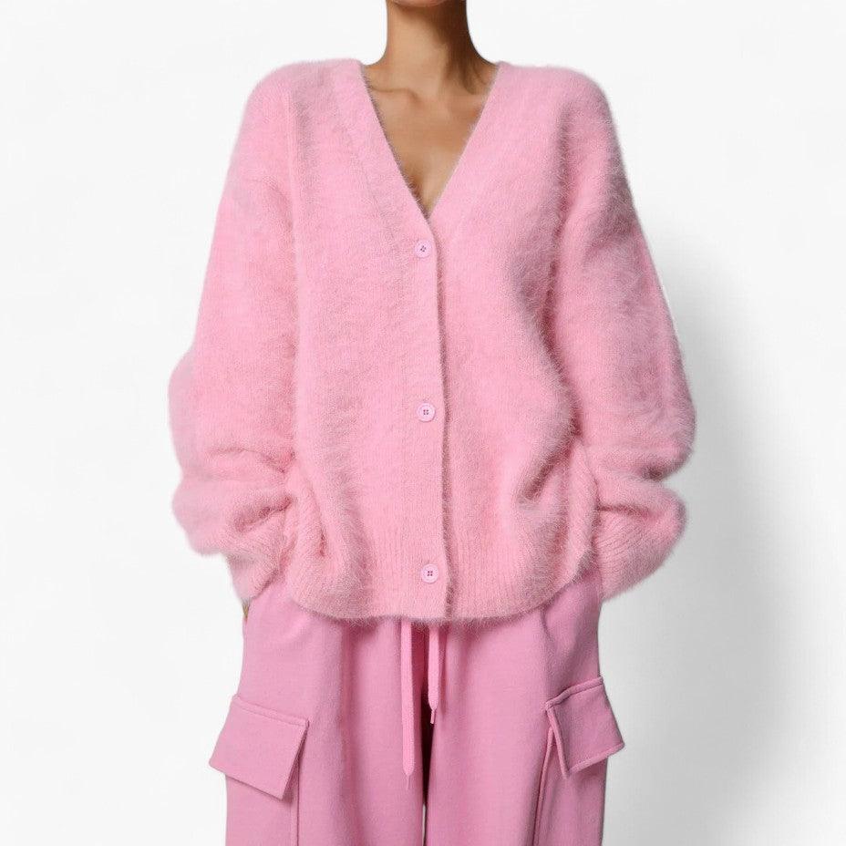 Women’s V-Neck Jumper with Long Sleeves and Relaxed Fit